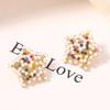 Colorful Zircon & Seed Bead Star Stud Earrings: Unique Cross-Border Christmas Design
