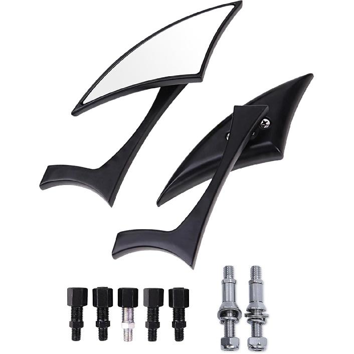 Universal Motorcycle Rearview Mirror 8mm 10mm Side Mirror Compatible With Harley Davidson Cruiser Chopper Touring Street Naked Road Bike Scooter Black_Blade