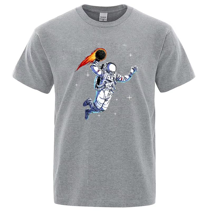 Space Astronaut Throw Meteor Graphic Tshirt Universe Stars Print Unisex Casual Short Sleeve Streetwear Space Lover Tee