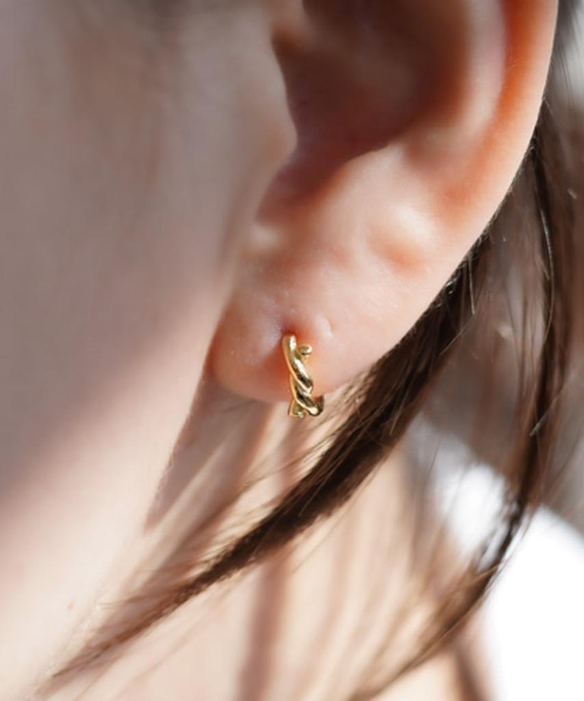 Alleun Silver 925 Twisted Mini One-Touch Ring Earrings