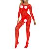 Women's Sheer Fishnet Bodystocking Long Sleeve Open Crotch One Piece Lingerie Stretchy Mesh Bodysuit