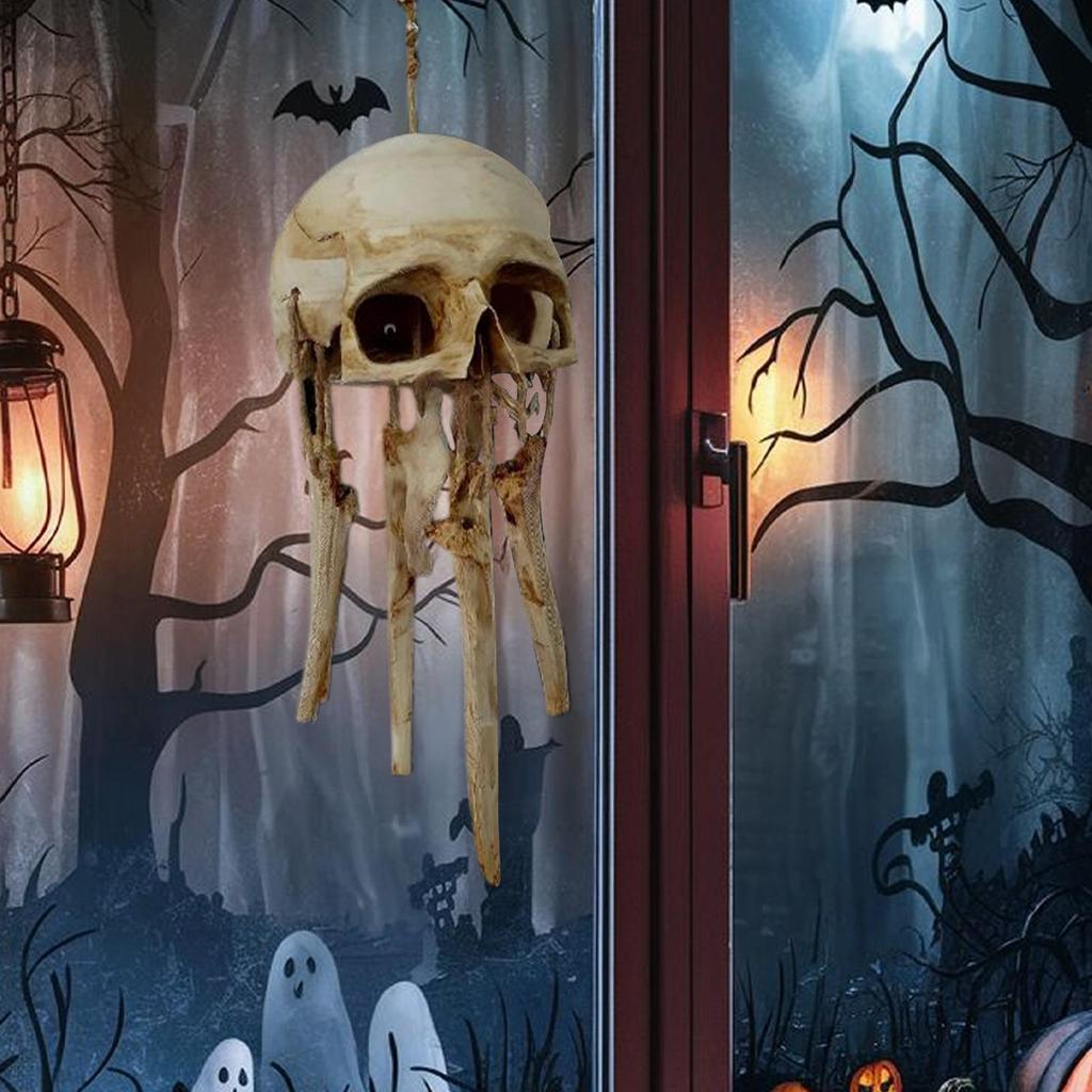 3D Printed Skull Spooky Wind Chimes Vintage Outdoor Garden Ornaments for Backyard Patio Lawn Shrine Porch Balcony
