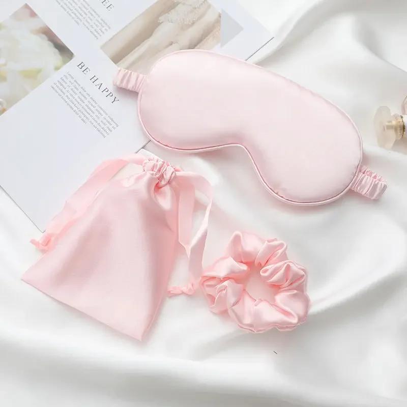 3Pcs Set Women Imitated Silk Sleep Eye Mask Eye Patches Eyeshade Blindfold Travel Rest Eye Cover Night Eyeshade