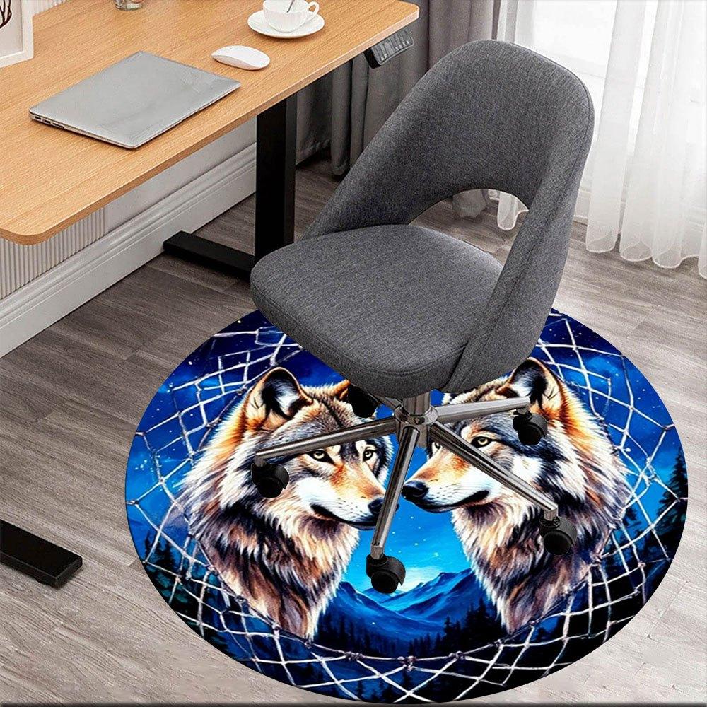 

Wolf Dreamcatcher Wall Art: Nature s Guardian DecorRound Non-Slip chair mat chair carpet for office Rugs for Office Decor Gift For Valentine s Day Mot 80cm by 80cm
