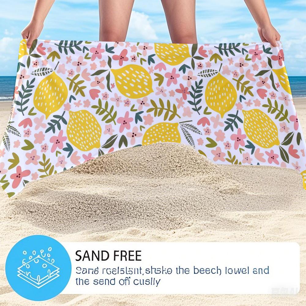 Zitronenblüte Übergroßes Mikrofaser-Strandtuch Sandfest Schnelltrocknend, Saugfähig für Schwimmbad Reisen Camping