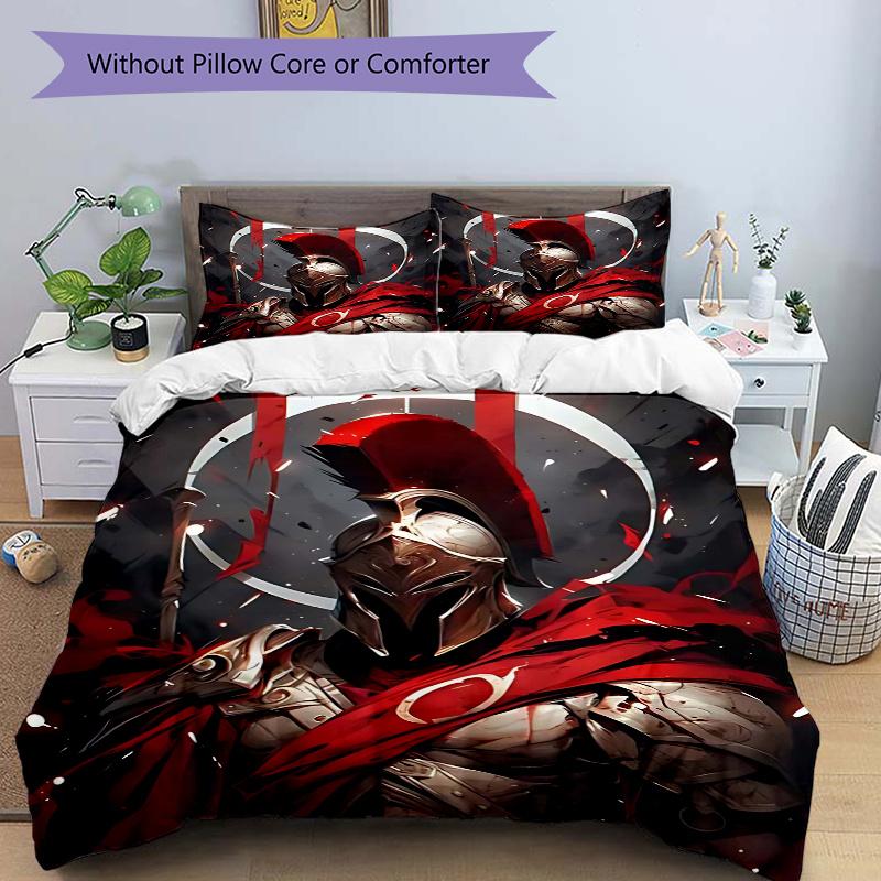 

3pcs Anime Warrior Bedding Set - Includes 1 Quilt Cover and 2 Pillowcases (No Core) - Perfect for Bedroom Decor and Guest Rooms, Featuring an Anime Ca 135x200cm