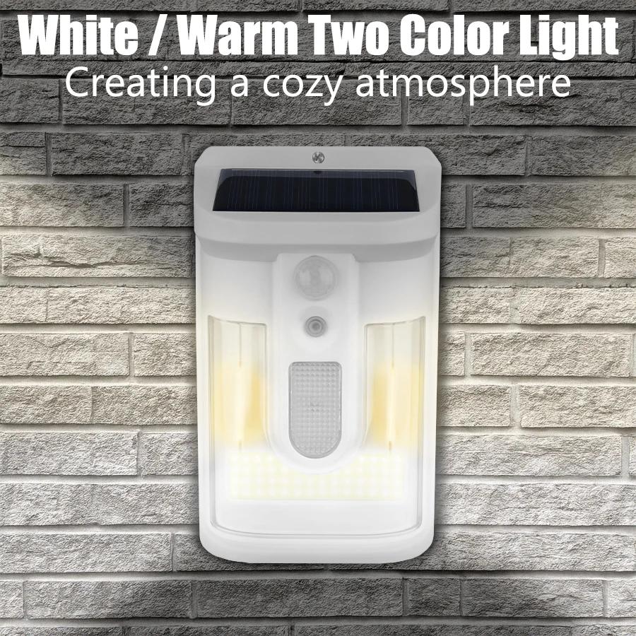 LED Outdoor Solar Wall Light Tungsten Filament Garden Lamp with Motion Sensor Night Lamp 3 Modes Solar Light for Courtyard Fence