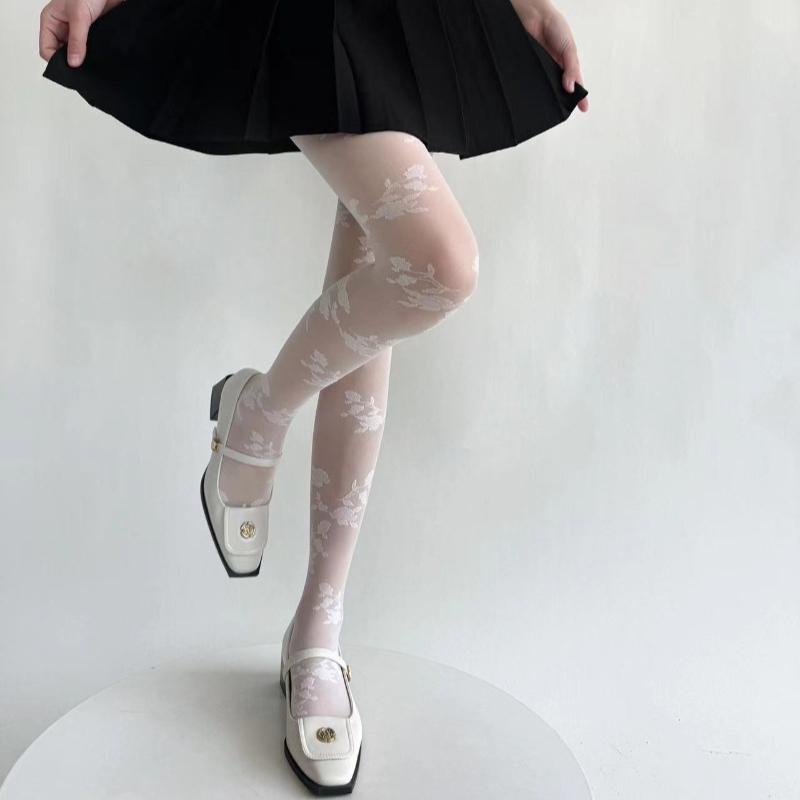 

Сексуальные розовые колготки женские Collant Femme тонкие прозрачные колготки ажурные колготки с татуировкой Collant Femme Medias Fantaisie чулочно-носочные изделия One Size белый