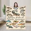 Fishing Cartoon Fish Blanket Quality Super Warm  Throw Blanket Spring Decorative Couch Bed Fluffy Bedspread