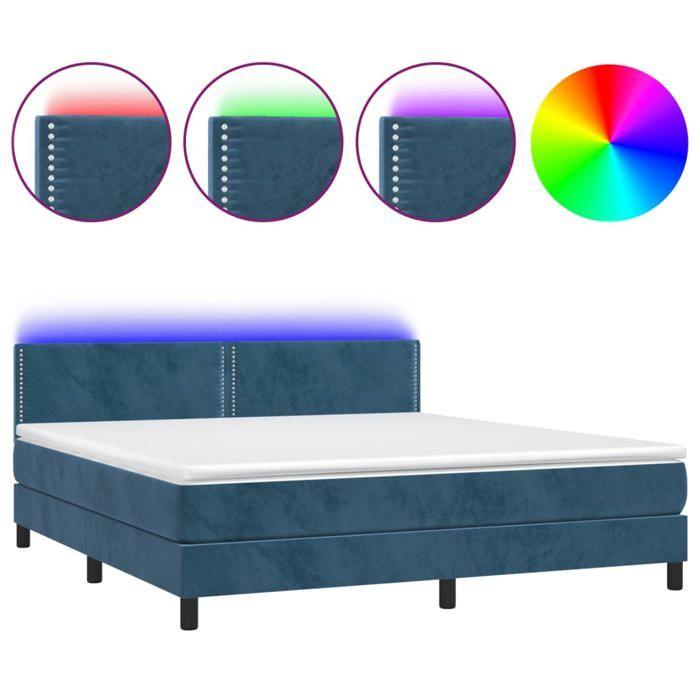 VidaXL Bed Slatted Base with Mattress and LEDs, Upholstered Bed, Double Bed, Adult Bed for Interior Bedroom, 3134355