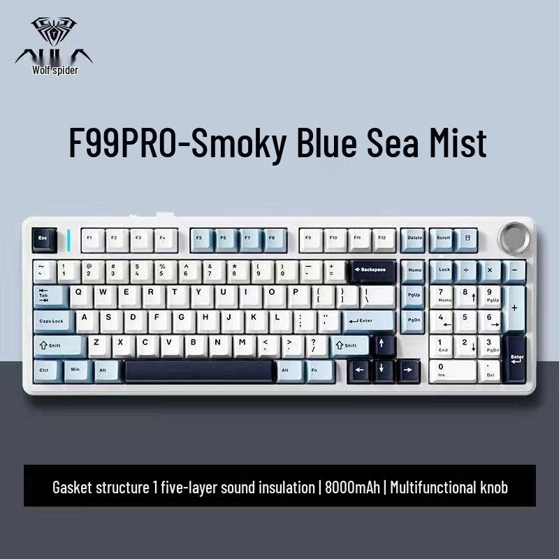 Teclado Mecânico Tri-Mode Gasket Hot-Swappable AULA F99 Pro