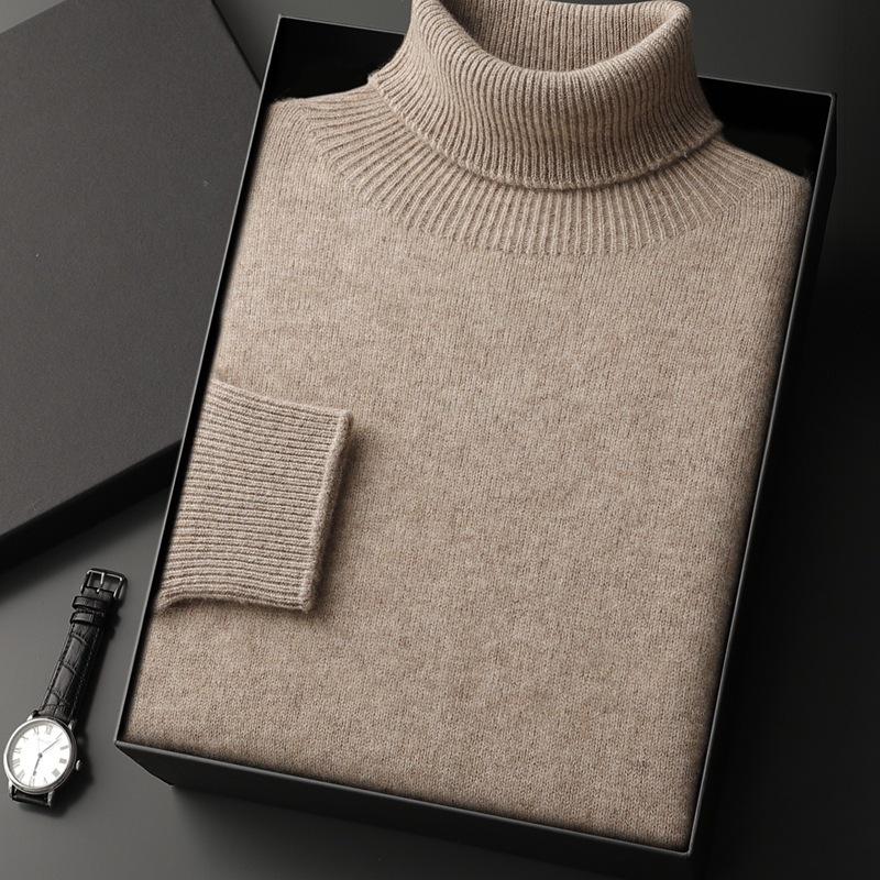 Cashmere 2025 Men's High Neck Solid Color Pullover Sweater - Autumn/Winter Collection