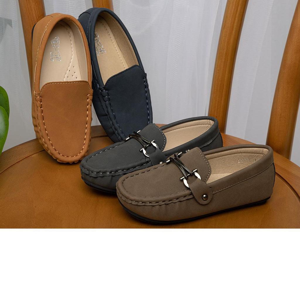 Modne koreańskie chłopięce antypoślizgowe skórzane buty codzienne - miękkie dno, wygodne na jesień i zimę