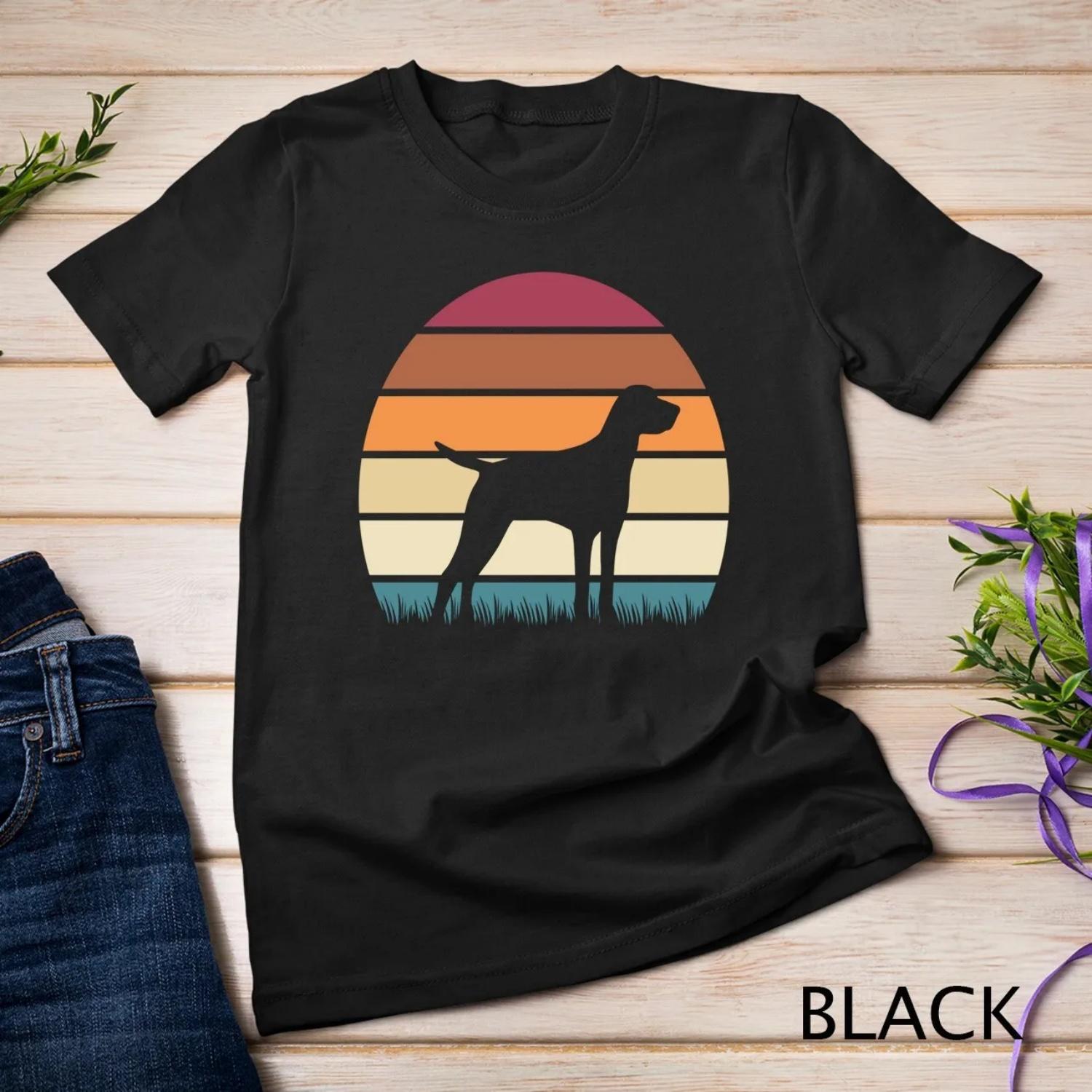 Retro Sunset Dog Pet Lover German Shorthaired Pointer T shirt S чёрный