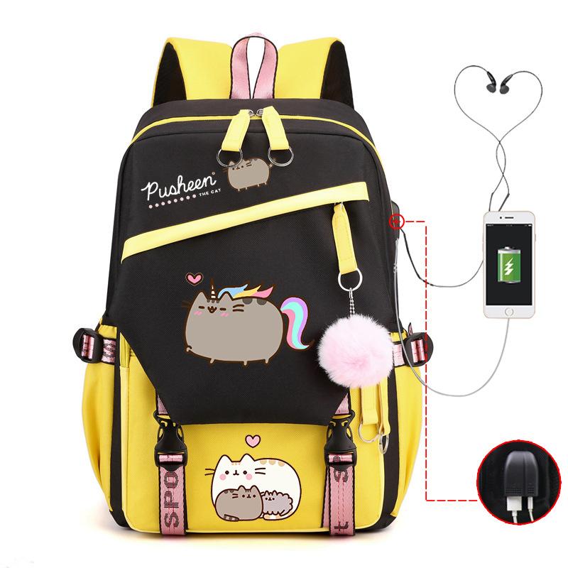 Süßes Cartoon-Muster Großer Rucksack Outdoor-Reisetasche Schulrucksack für Grund- und Sekundarschule Lässiger Rucksack