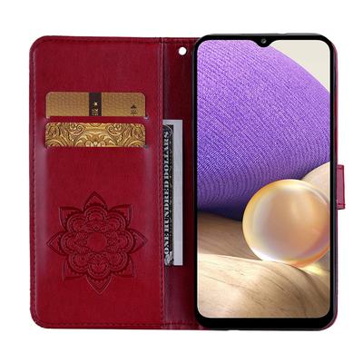 For Samsung Galaxy S24 FE Wallet Case Owl Flower Imprinted Rhinestone Leather Cover