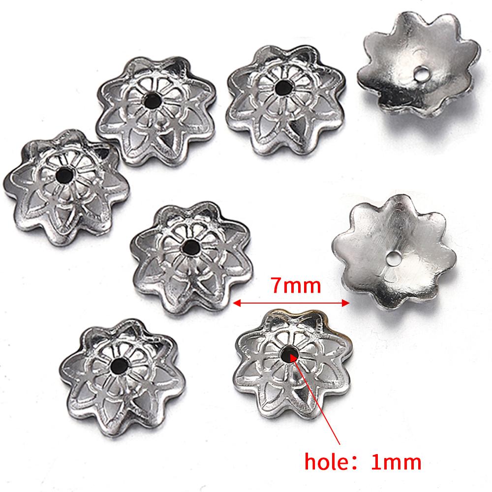 50pcs 7mm Gold Color Stainless Steel Flower Bead Caps for Jewelry Making DIY Components Accessories Beads Base Wholesale