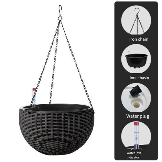 Samozavlažovací závěsné květináče Vnitřní Venkovní Zesílený závěsný koš Květináč s