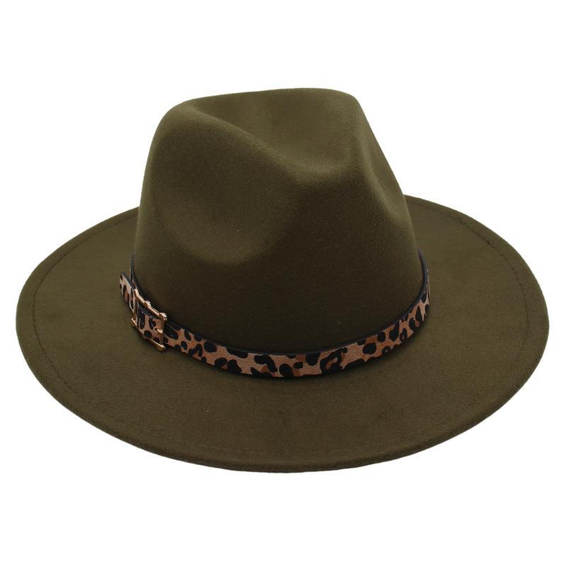 Pălărie melon temperament leopard cataramă curea de nișă pălărie jazz bărbați și femei tendință pălărie din pâslă performanță scenă pălărie din tweed