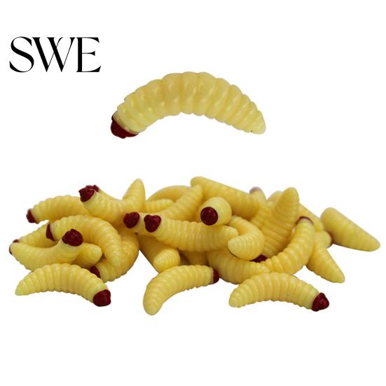 Artificial Lure 50Pcs Worm Shape Lifelike PVC Soft Bait Eco-friendly Fish for Freshwater
