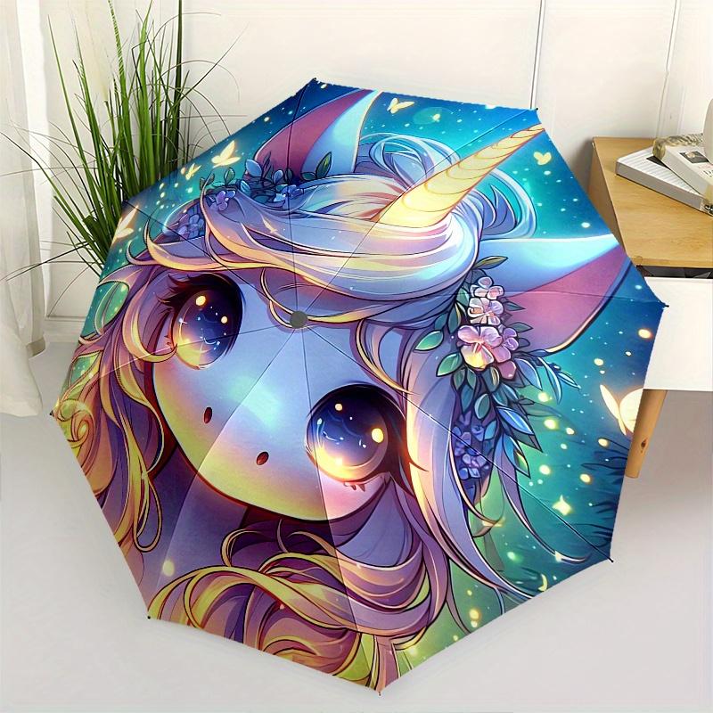 

Unicorn Fantasy Theme 8 Bone Hand Automatic Folding Umbrella, Compact and Portable Design, A Perfect Gift for Birthday, Christmas or Busines