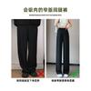 Narrow suit pants women's 2025 new summer thin small casual straight black drape ice silk wide-leg pants