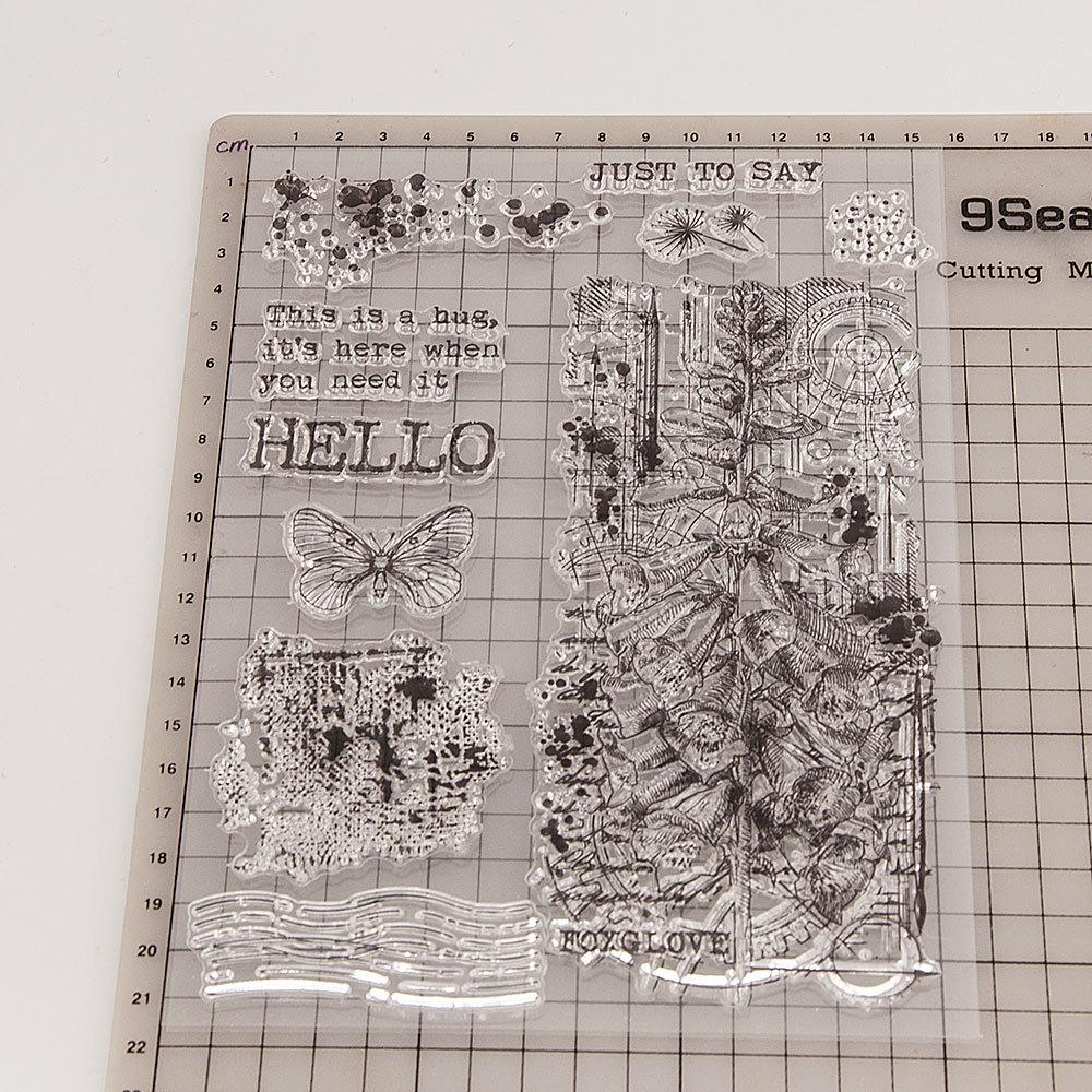 Transparenter Silikonstempel mit Blumenblatt, zum Versiegeln, für DIY-Scrapbooking-Alben, transparente Stempel, Schmetterlingsdame, Rebe