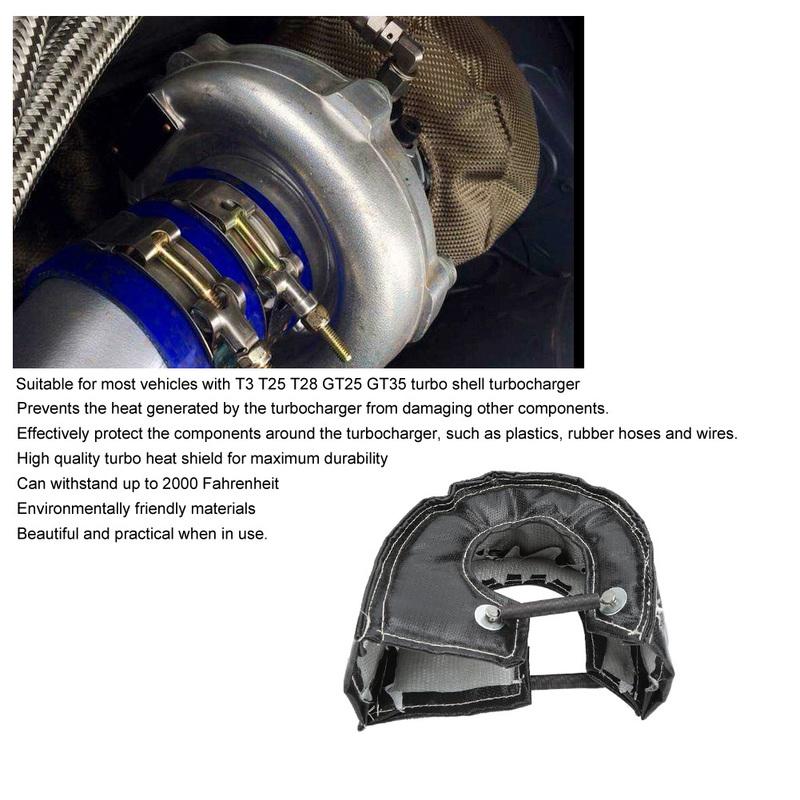 Turbo Blanket Thermal Heat Shield Barrier Cover for T3 T25 T28 GT25 GT35 Turbocharger Black