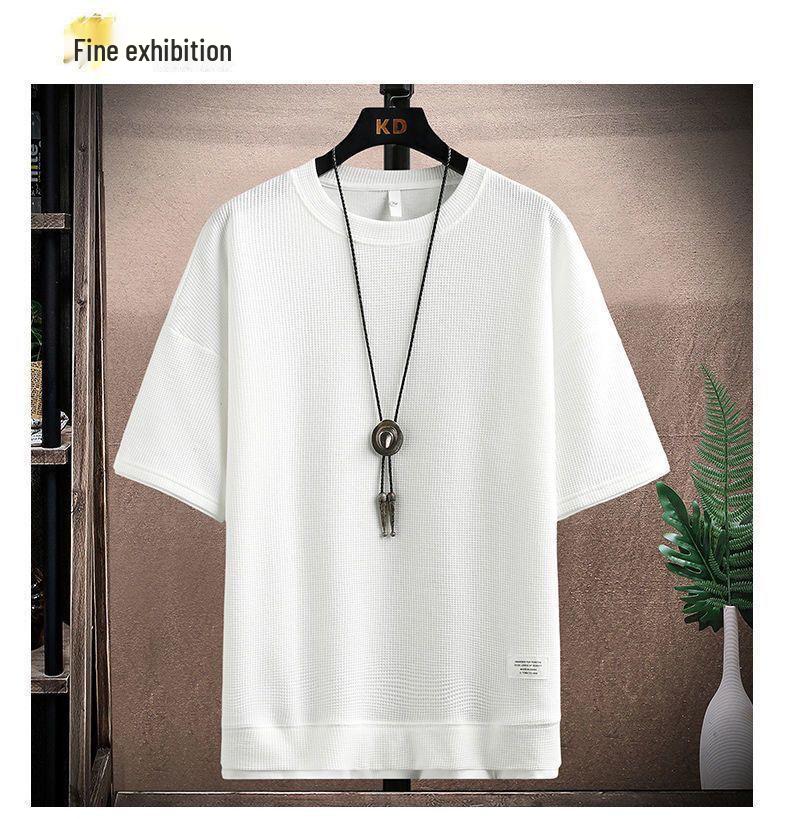 Heren Wafel Casual Sportkleding Set: T-shirt met korte mouwen & Trendy zomerse shorts