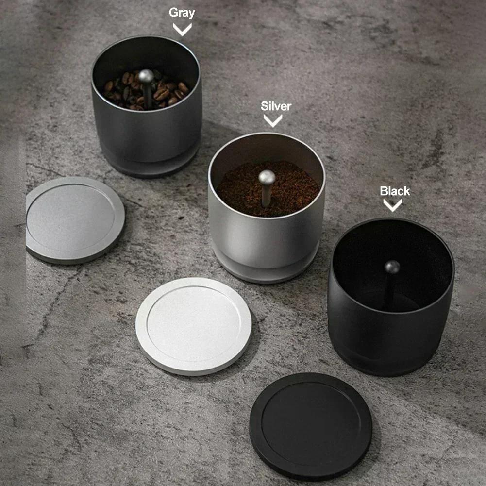 Aluminum Alloy Coffee Dosing Cup with Lid 58mm and Coffee Powder Picker Compatible with Espresso Machines and Coffee Tamper