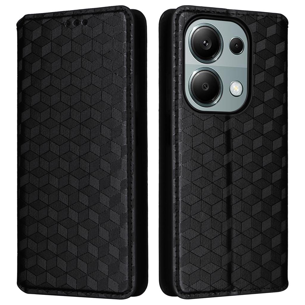 For Xiaomi Redmi Note 13 Pro 4G/Poco M6 Pro 4G/Note 14S 4G Case Rhombus Imprinted Stand View Phone Cover