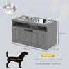Elevated Dog Bowl, Slow Feeder, Stainless Steel, Storage Drawer, 60 x 30 x 35 cm, Grey