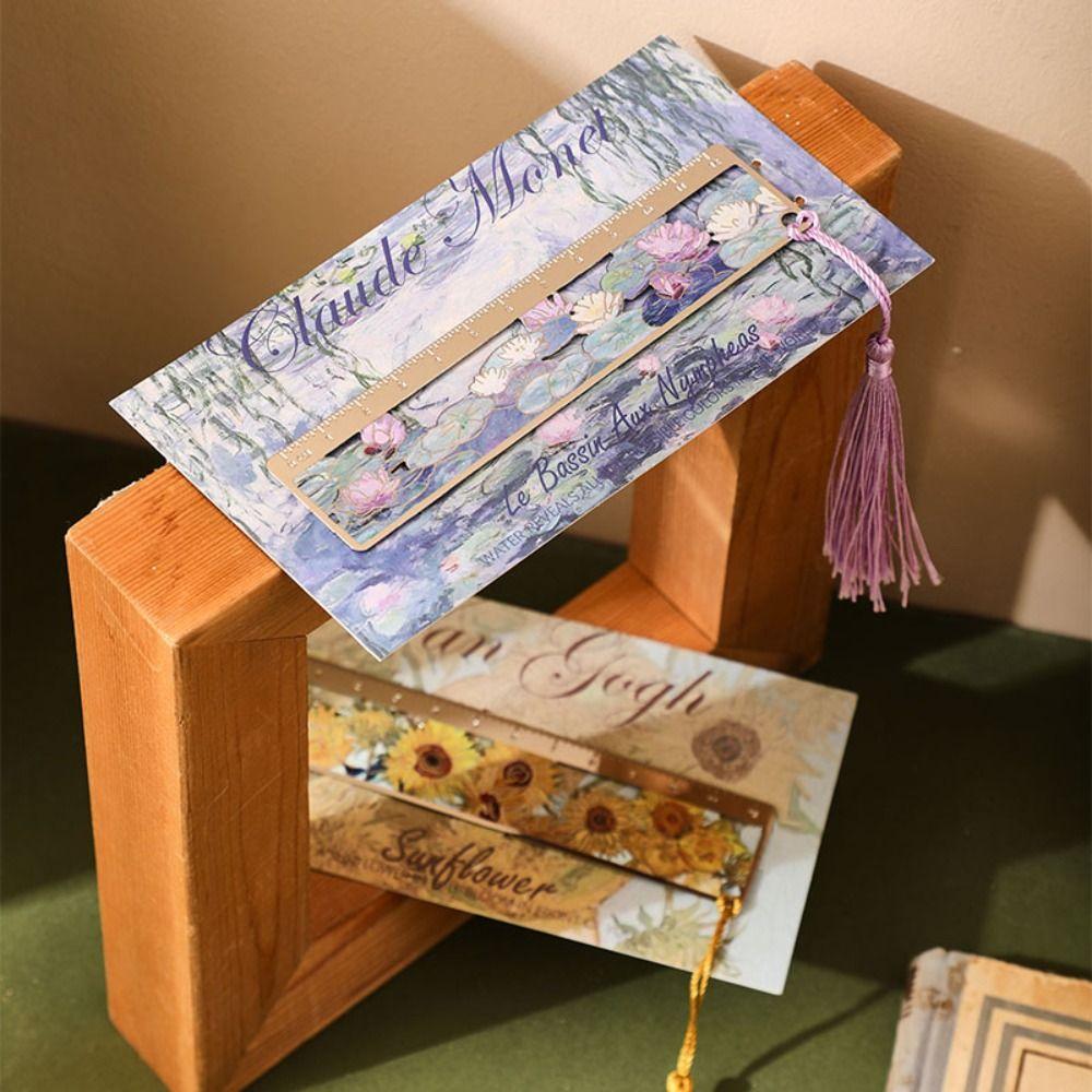 Multi-functional Metal Bookmark Flower Series Colorful Bronzing Book Mark Ruler Book Pages Mark Tool Gift