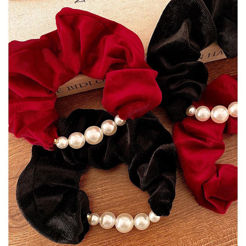 Fashion Advanced Classic Velvet Pearl Hair Ties Scrunchies for Women Girls Ponytail Holder Korean Hair Accessories