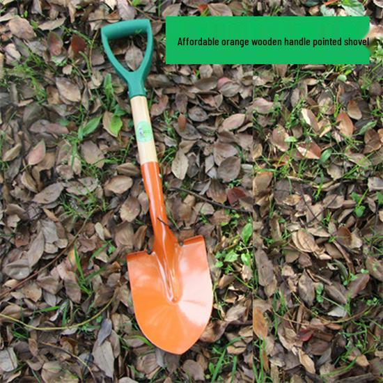 Wooden Handle Stainless Steel Gardening Shovel - Small, Pointed Shovel for Snow, Soil, Planting Trees & Flowers