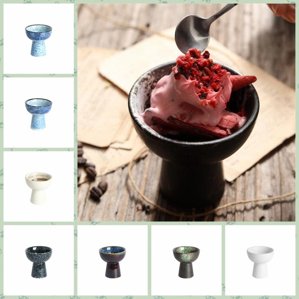 

Non-slip Base Yogurt Cup Underglaze High Foot Pudding Cup Creative Ceramic Ice Cream Cup Snack Style H