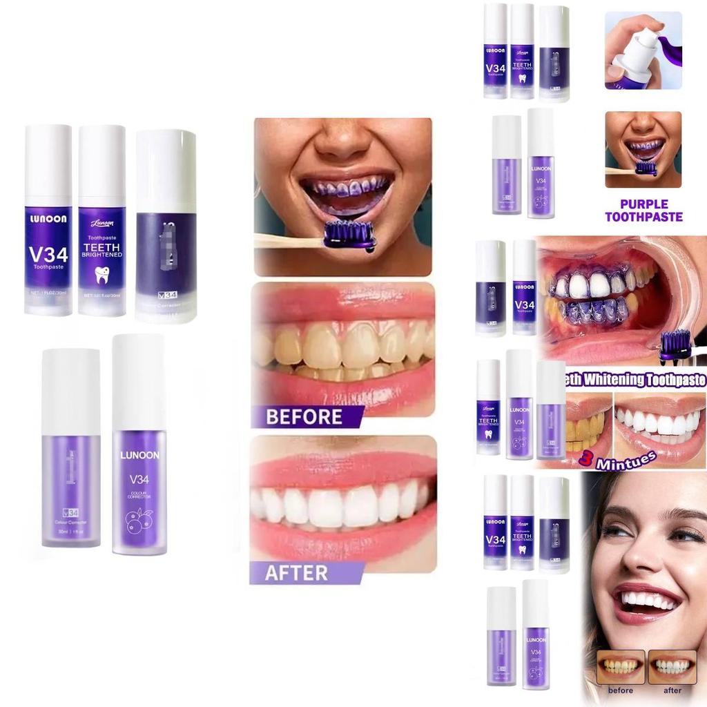 Hismiles Purple Toothpaste V34 Colour Corrector Serum For Fresh Breath And Stain Removal