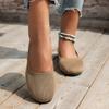 Large size autumn new flat bottom round head set feet shallow mouth fly weaving casual versatile single shoes women