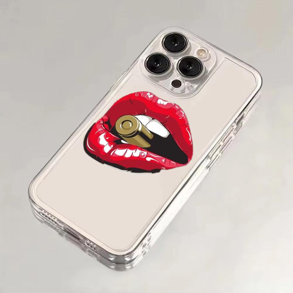 

Sexy Red Lip Print Pattern Clear Phone Case For Samsung Galaxy A14 A15 5G S21 S22 S23 S24 FE Plus Ultra A25 A35 A52 A53 A54 A55 Galaxy A52 5G