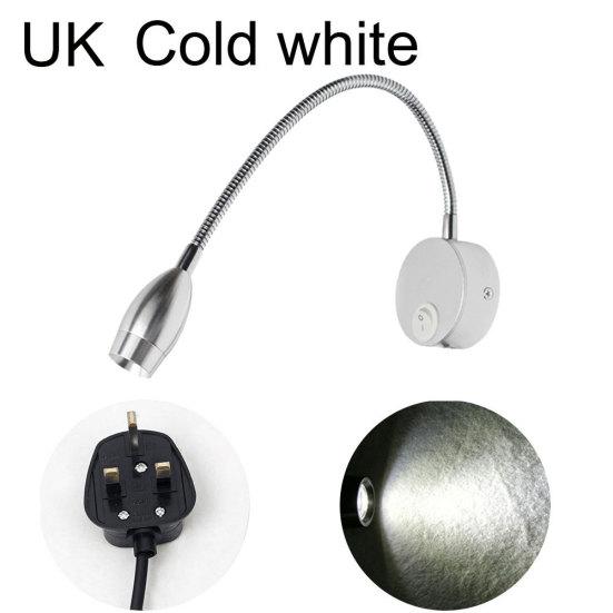 Flexible LED Gooseneck Wall Mounted Night Reading Light Bedside Sconce Lamp