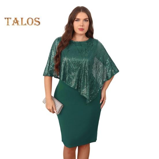 Ärmelloses Damen-Umhangkleid mit Paillettenbesatz Übergroßes Pailletten-Bodycon-Bleistiftkleid Damen Abend-Midikleid