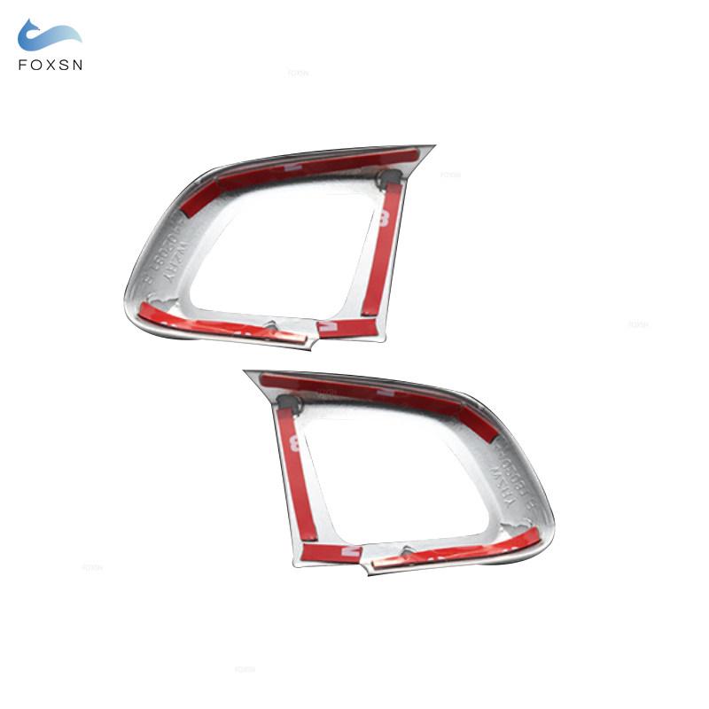 ABS Carbon Texture 2pcs Car Accessories Steering Wheel Button Frame Cover Trim For Land Rover Range Rover Evoque 2011 -