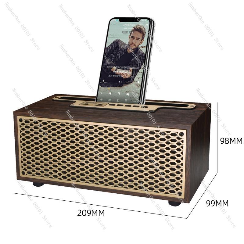Retro Wooden Bluetooth Speaker with High-Volume Subwoofer Output,Portable Outdoor Music Player Campin,Reading Home Desktop Setup