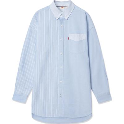Levis SS24 Summer Collection Striped Patchwork Long Sleeve Shirt Men Shirts Light-Blue 0018A-0001