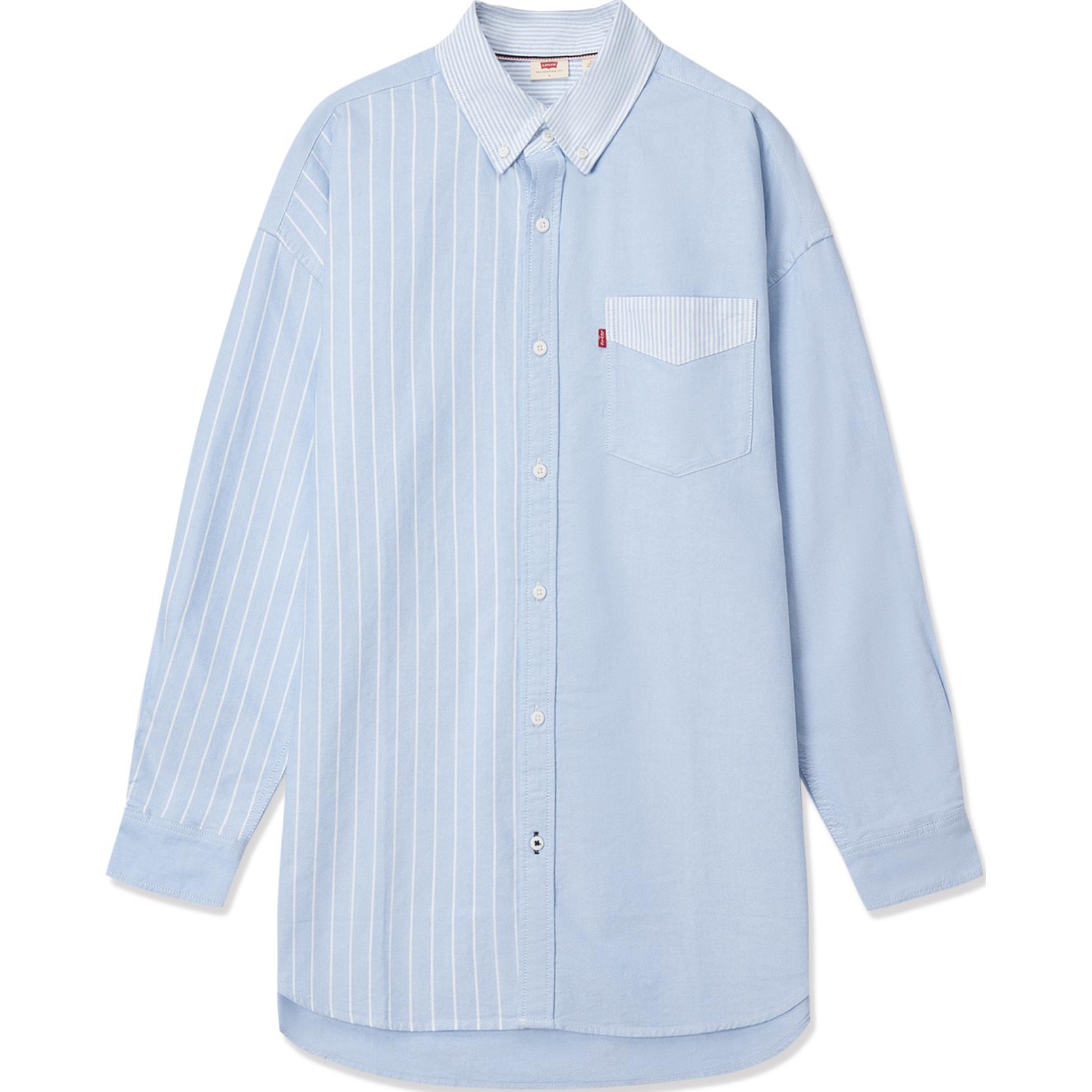 

Levis SS24 Летняя Коллекция Полосатая Лоскутная Рубашка с Длинным Рукавом Мужские рубашки Светло-Голубая 0018A-0001 L