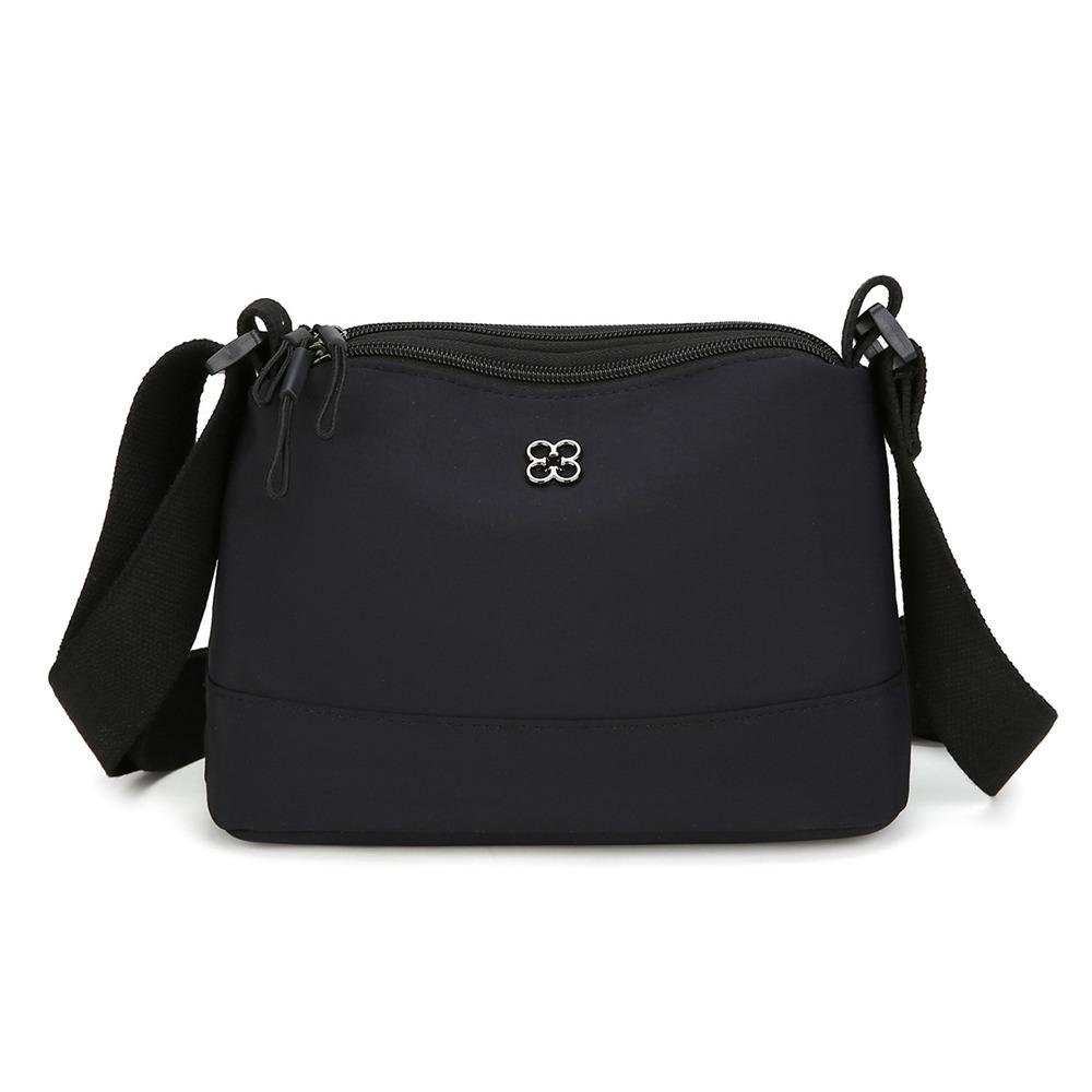 

New Soft Nylon Cloth Women Shoulder Bag Solid Color Multiple Pockets Handbag Casual Style Tote Bag Girls чёрный