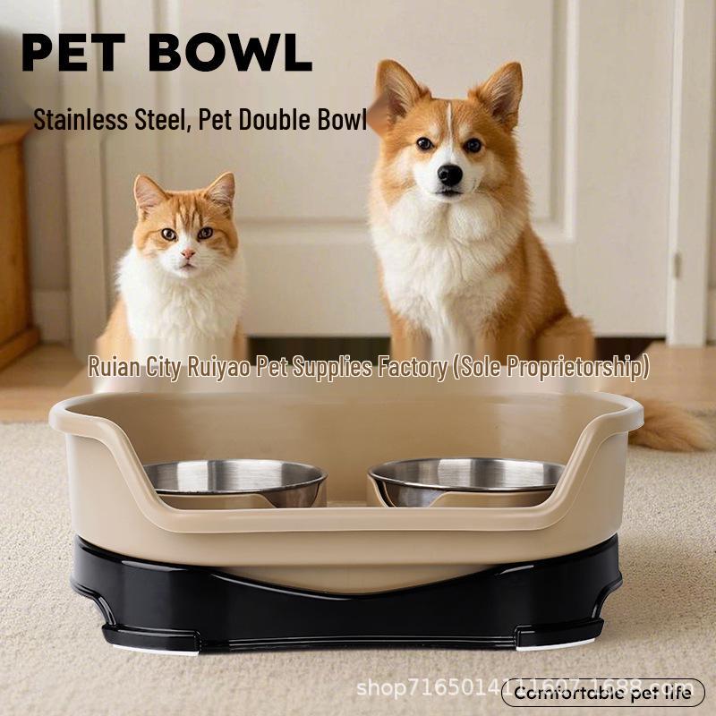 Customizable Stainless Steel Anti-Tip, Liftable & Detachable Double Pet Bowl