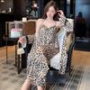 New French ice silk sexy leopard print V-neck pajamas women's summer casual thin suspender trousers loungewear set