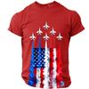 Herren T-Shirt mit kurzen Ärmeln und Rundhalsausschnitt mit Flaggen- und Düsenflugzeug-Grafikdruck, lässige Passform, Oberteil für den Alltag