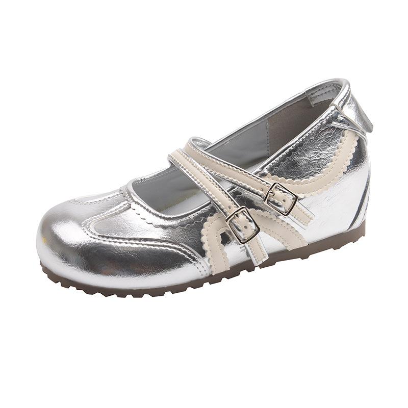 

Милая сестра Мэри Джейн немецкие тренировочные туфли женские инс тренд 2025 лето новинка ретро светлый рот цветовая гамма нишевые повседневные одинарные туфли 40 серебряный